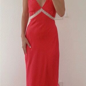 Prairie Brand White Polka Dot Maxi Dress